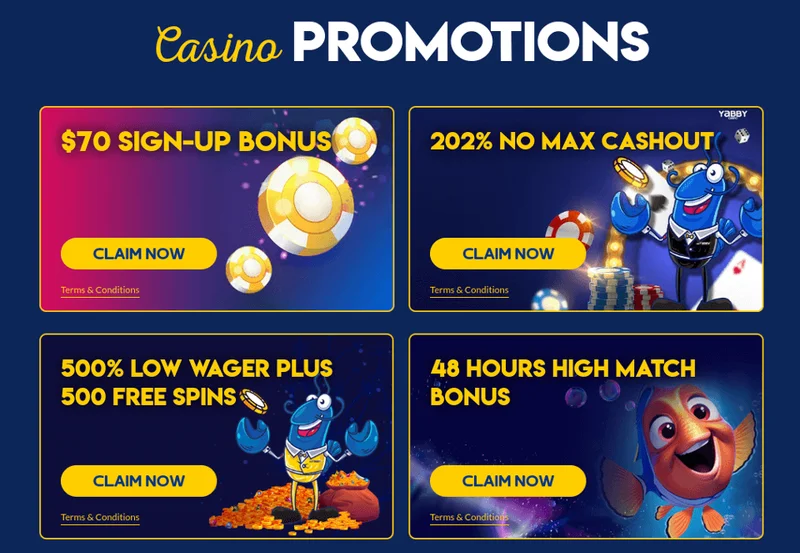 Yabby Casino bonus interface
